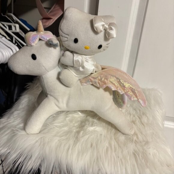 Hello Kitty 25th Anniversary Plush Riding Unicorn Rare Sanrio Toy Rare - Picture 1 of 4